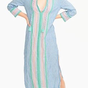 NWT jcrew linen/cotton striped caftan Small